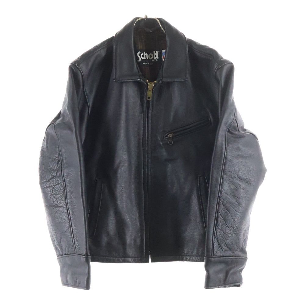 SCHOTT(ショット) レギュラーカラー ジップアップ シングルライダース レザージャケット ブラック 681