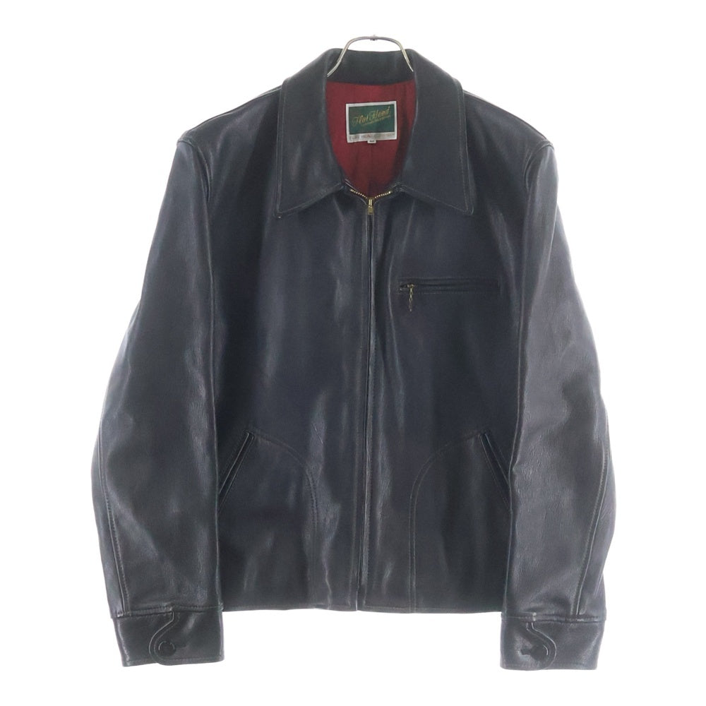 THE FLAT HEAD(フラットヘッド) レギュラーカラー ディアスキン ジップアップ シングルライダース レザージャケット ブラック