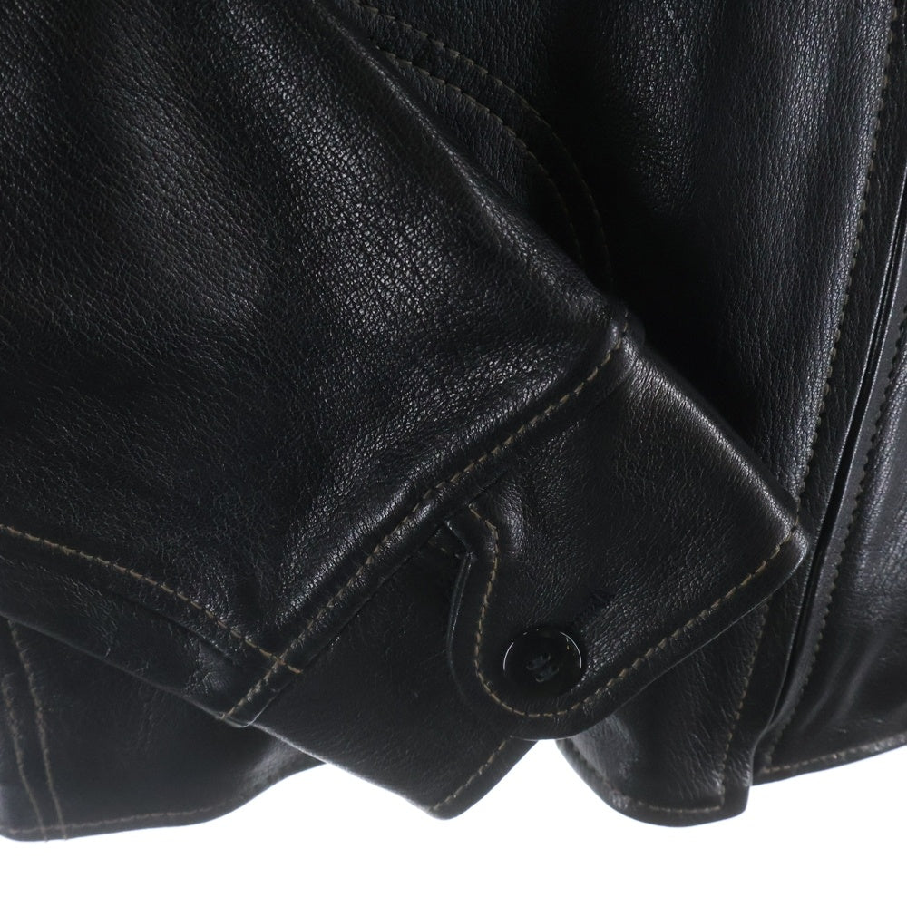 THE FLAT HEAD(フラットヘッド) レギュラーカラー ディアスキン ジップアップ シングルライダース レザージャケット ブラック