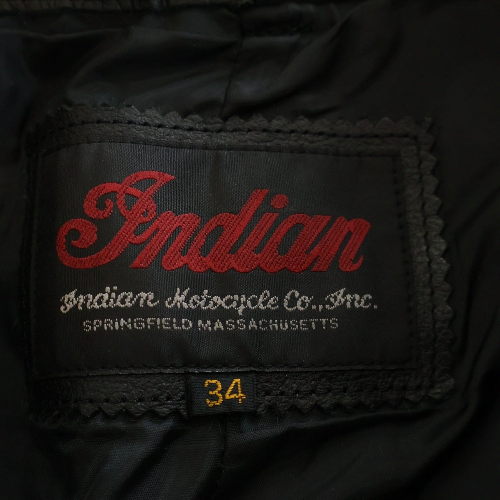 Indian Motocycle(インディアンモトサイクル) カウハイド 5ポケット ストレート ジップアップレザーパンツ ブラック