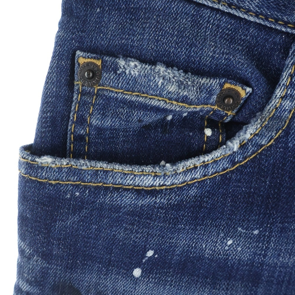 DSQUARED2(ディースクエアード) 19AW COOL GUY JEAN クールガイ ペイント加工 ボタンフライ ジーンズ デニム スキニーパンツ インディゴ S75LB0218