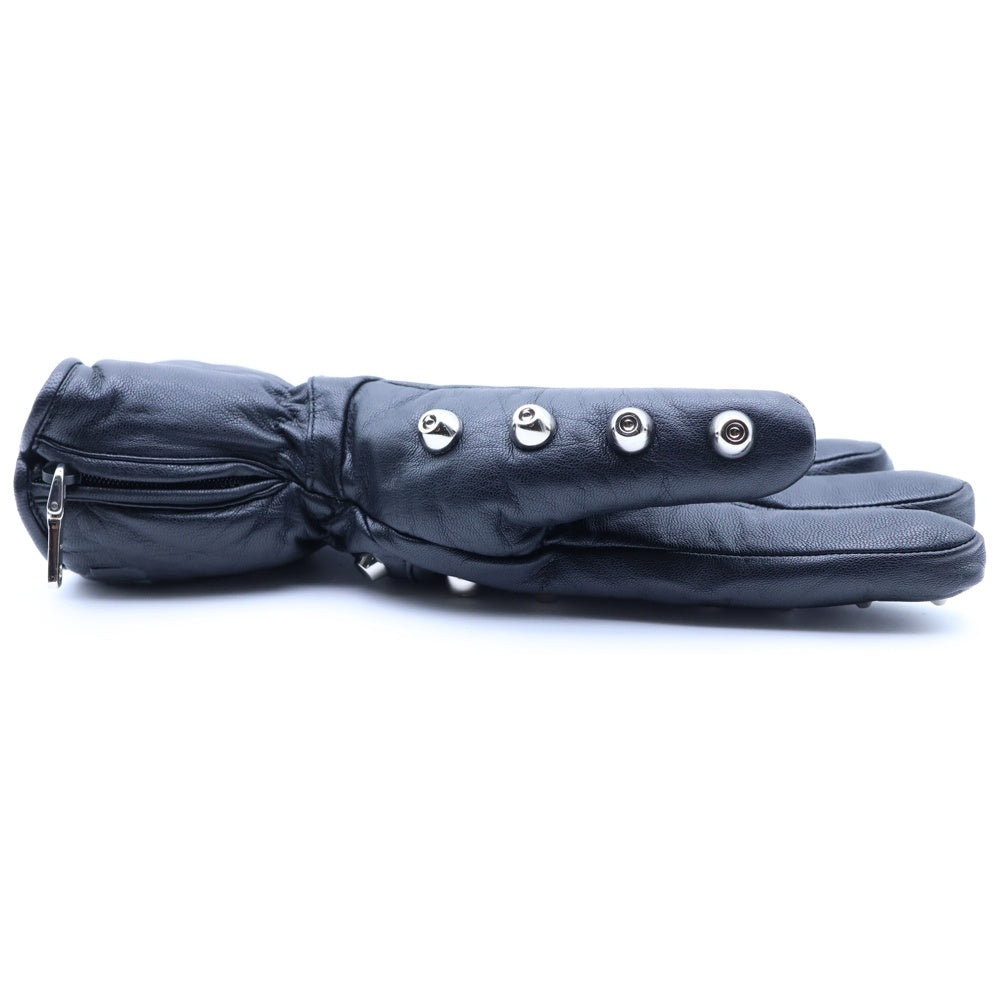 miumiu(ミュウミュウ) STUDS GLOVES ロゴエンボス ラムスキン スタッズ レザー グローブ 手袋 ブラック レディース 5GG153 2DP8