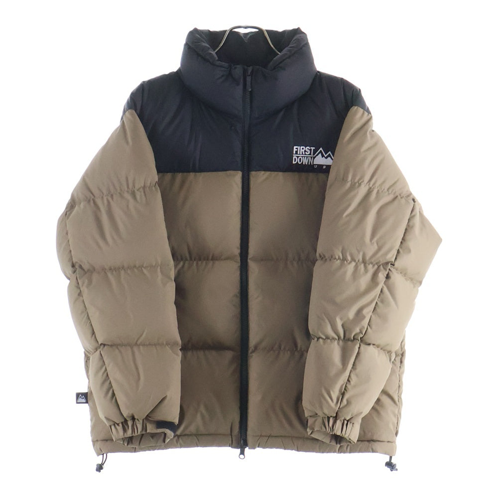 FIRST DOWN(ファーストダウン) ロゴ刺繍 リップストップ バイカラー ジップアップダウンジャケット ブラウン F542103