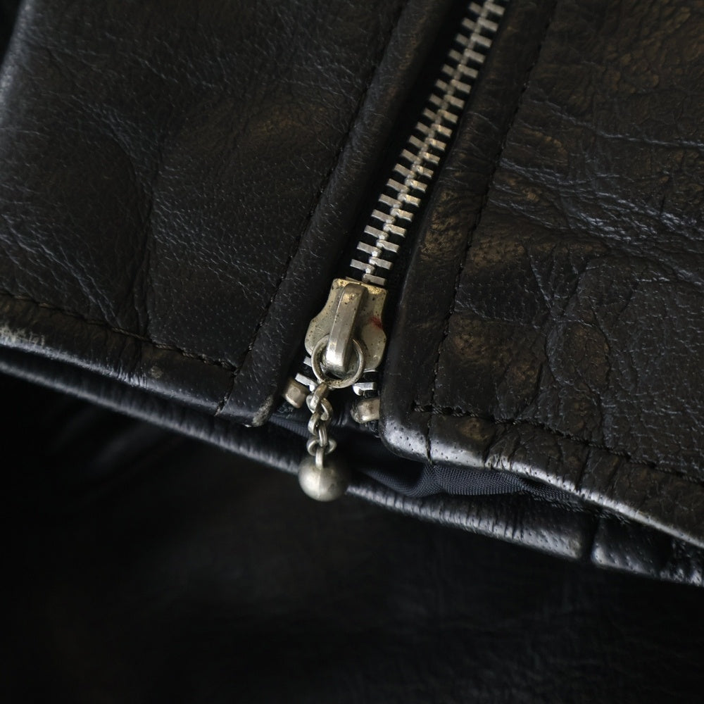 REBEL(レベル) マルチポケット ジップアップ シングルレザージャケット ライダースジャケット ブラック