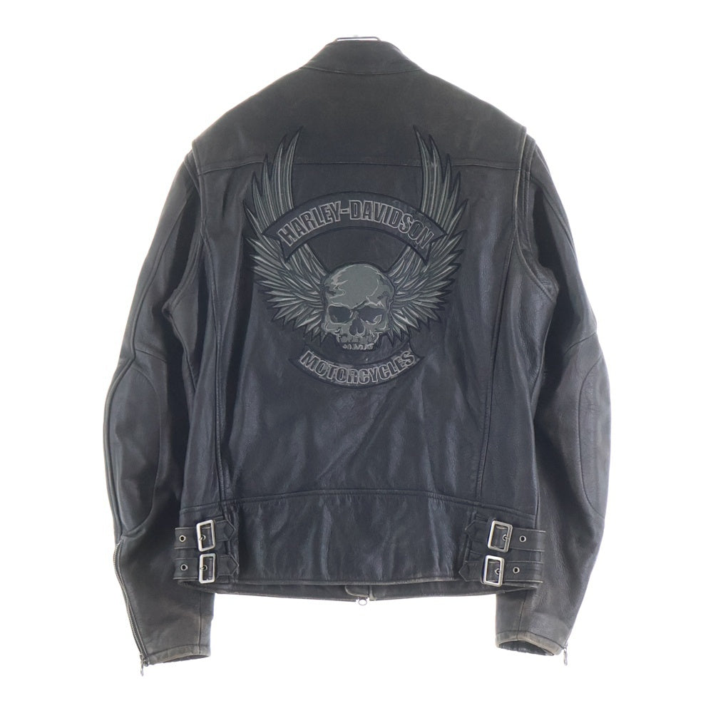 HARLEY DAVIDSON(ハーレーダビッドソン) RIVAL WINGED SKULL LEATHER JACKET ライバル ウィングド スカル アームラインデザイン ジップアップ シングルレザージャケット ブラウン 97110-09VM