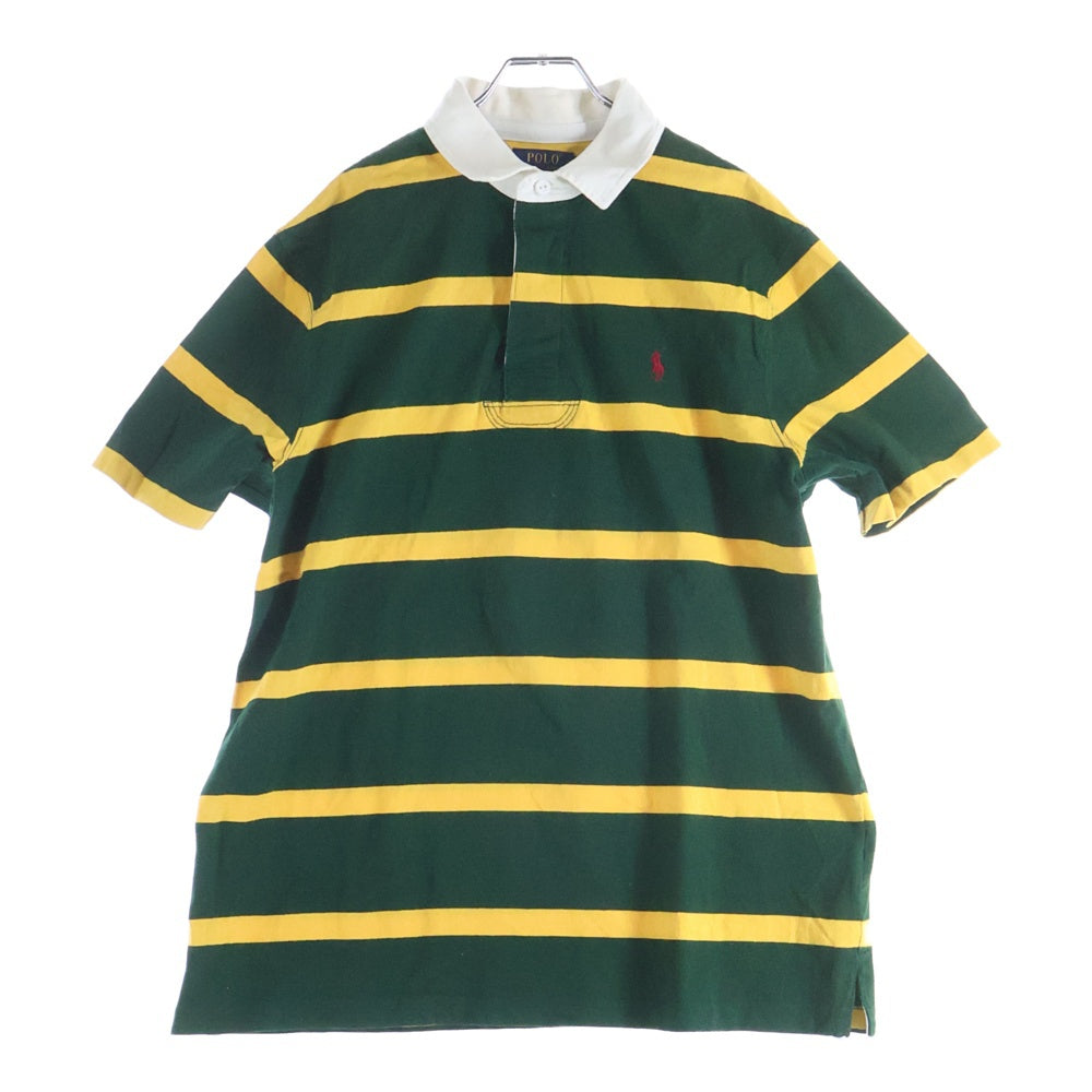 POLO RALPH LAUREN(ポロラルフローレン) ポニー刺繍 ボーダー 半袖ポロシャツ ラガーシャツ グリーン/イエロー