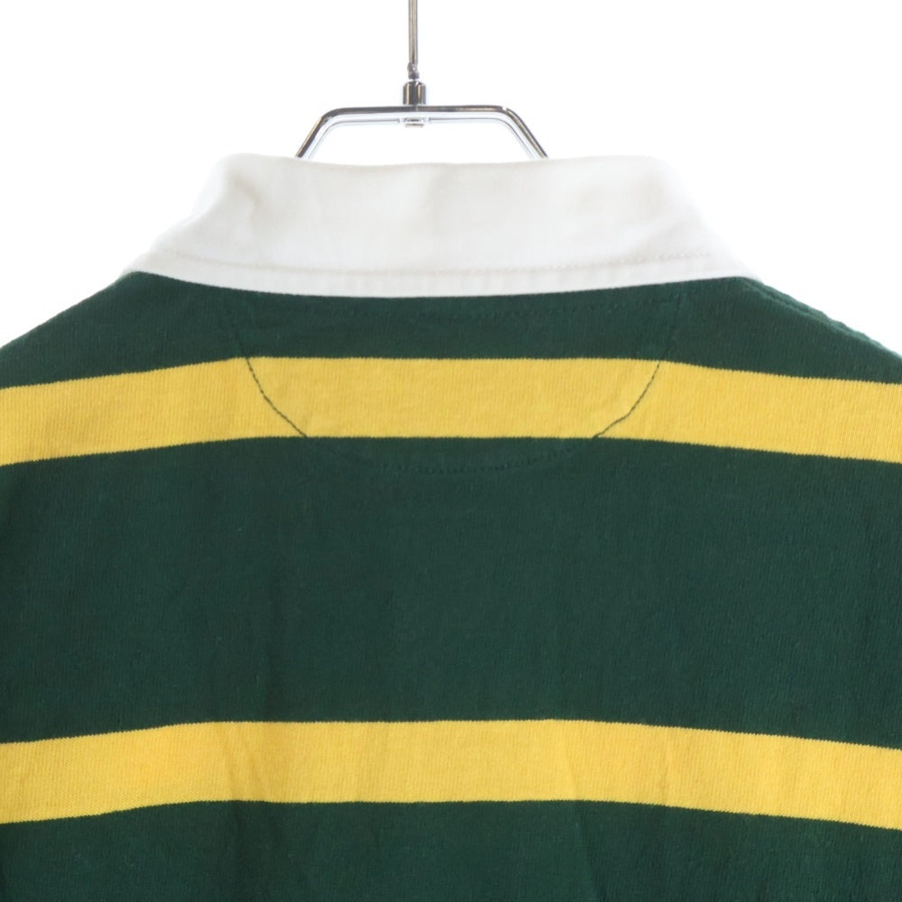 POLO RALPH LAUREN(ポロラルフローレン) ポニー刺繍 ボーダー 半袖ポロシャツ ラガーシャツ グリーン/イエロー
