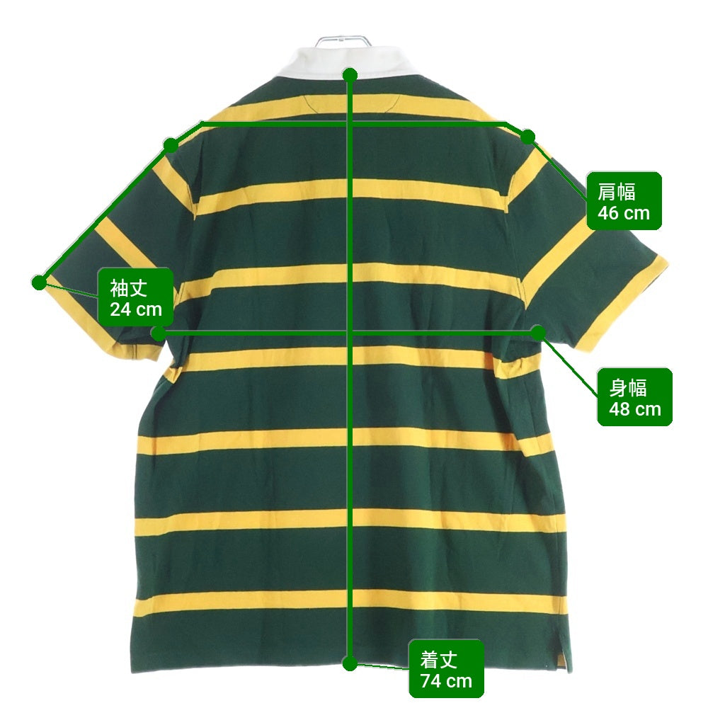 POLO RALPH LAUREN(ポロラルフローレン) ポニー刺繍 ボーダー 半袖ポロシャツ ラガーシャツ グリーン/イエロー