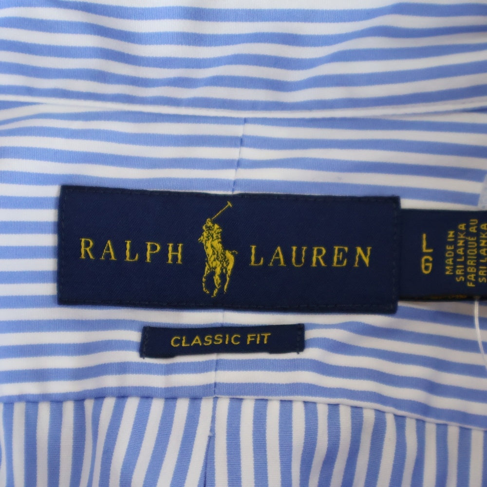 POLO RALPH LAUREN(ポロラルフローレン) CLASSIC FIT クラシックフィット ストライプ ボタンダウン長袖シャツ ホワイト/ブルー