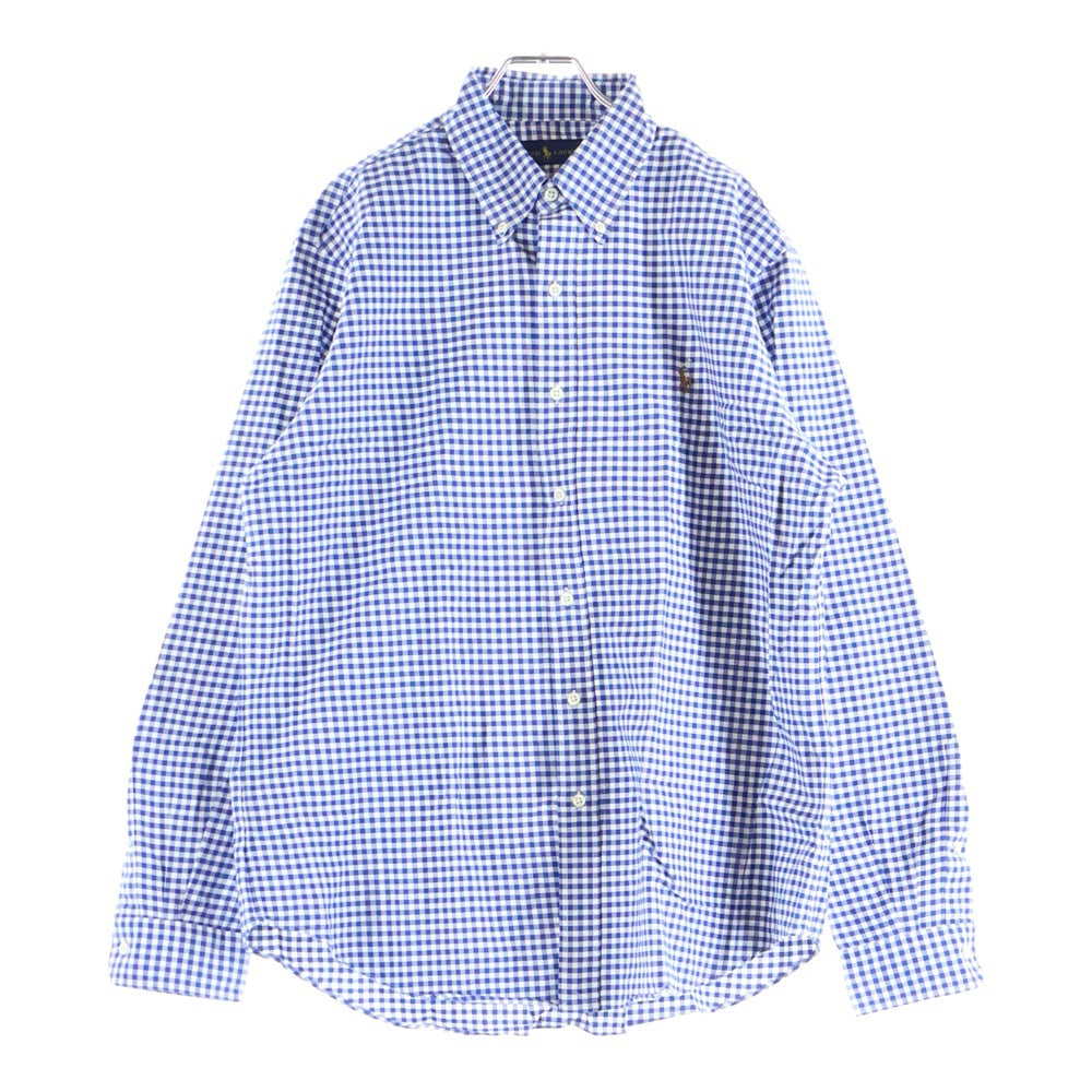 POLO RALPH LAUREN(ポロラルフローレン) CLASSIC FIT クラシックフィット チェック ボタンダウン長袖シャツ ホワイト/ブルー