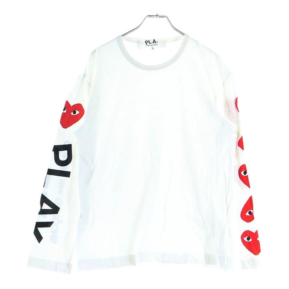 PLAY COMME des GARCONS(プレイコムデギャルソン) 19SS Heart L/S tee アームプリント クルーネック 長袖Tシャツ カットソー ホワイト AZ-T262