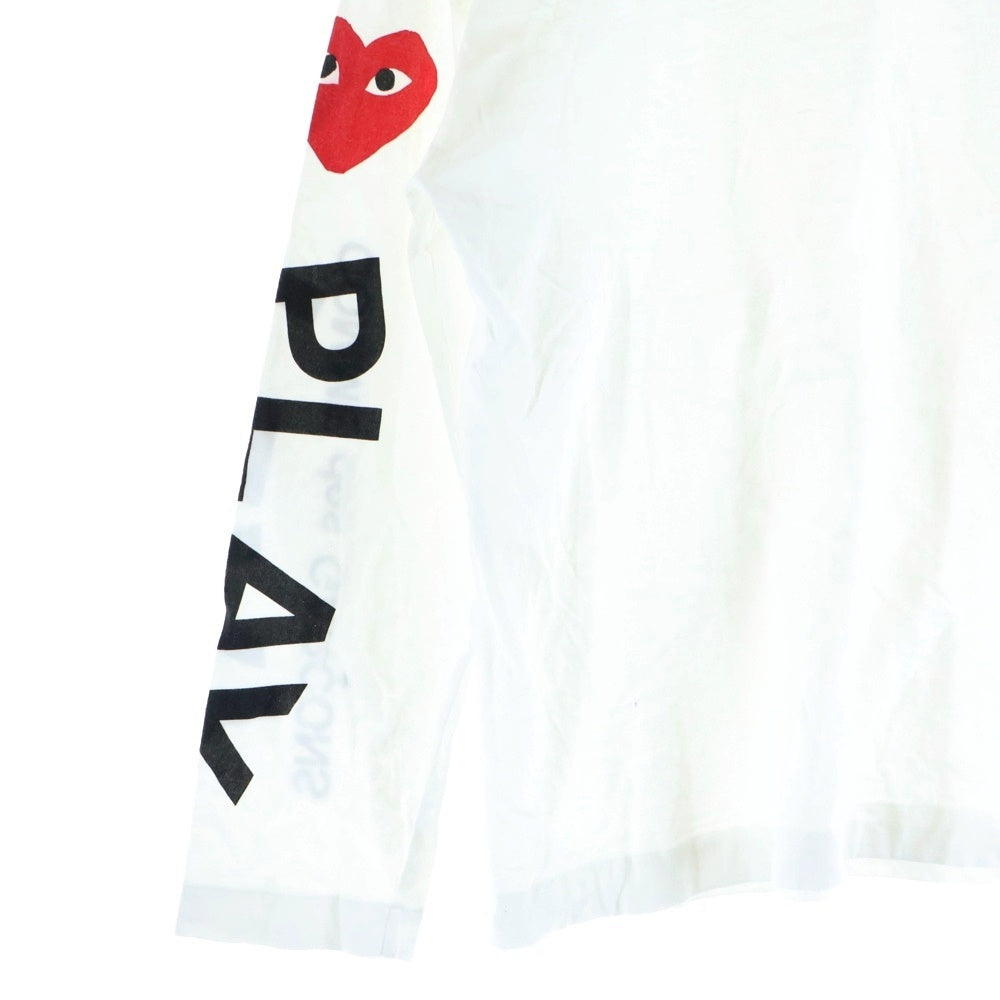 PLAY COMME des GARCONS(プレイコムデギャルソン) 19SS Heart L/S tee アームプリント クルーネック 長袖Tシャツ カットソー ホワイト AZ-T262