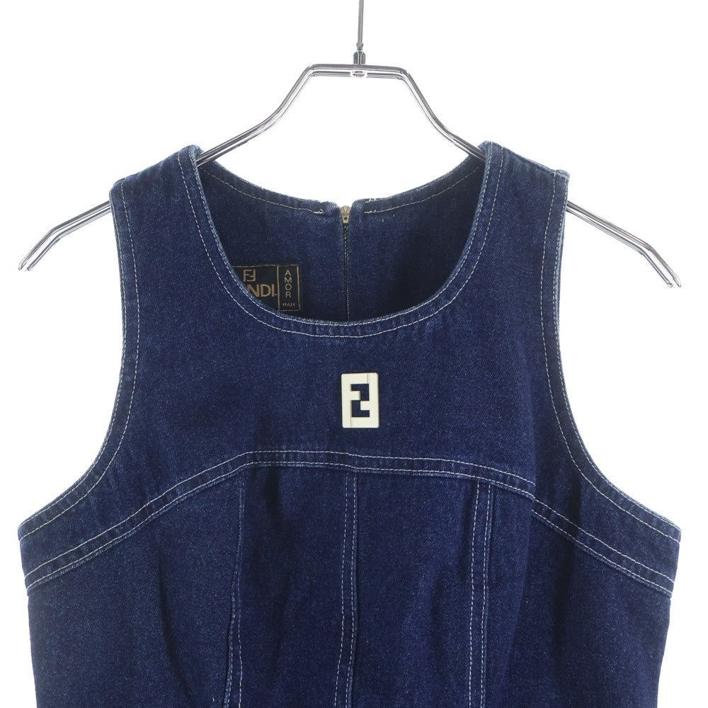 FENDI(フェンディ) FFロゴ ノースリーブ デニム ワンピース インディゴ レディース