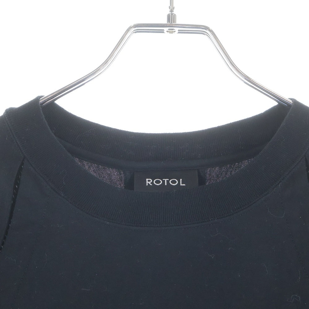 ROTOL(ロトル) CROSS MESH TEE クロス メッシュ切替 クルーネック半袖Tシャツ カットソー ブラック