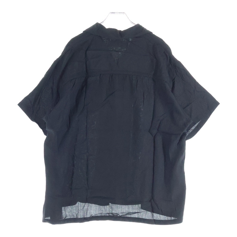 NEIGHBORHOOD(ネイバーフッド) 21SS BIG YOUTH/R-SHIRT.SS レーヨン ロゴエンブロイダリー オープンカラー 半袖シャツ ブラック 211TSNH--SHM08