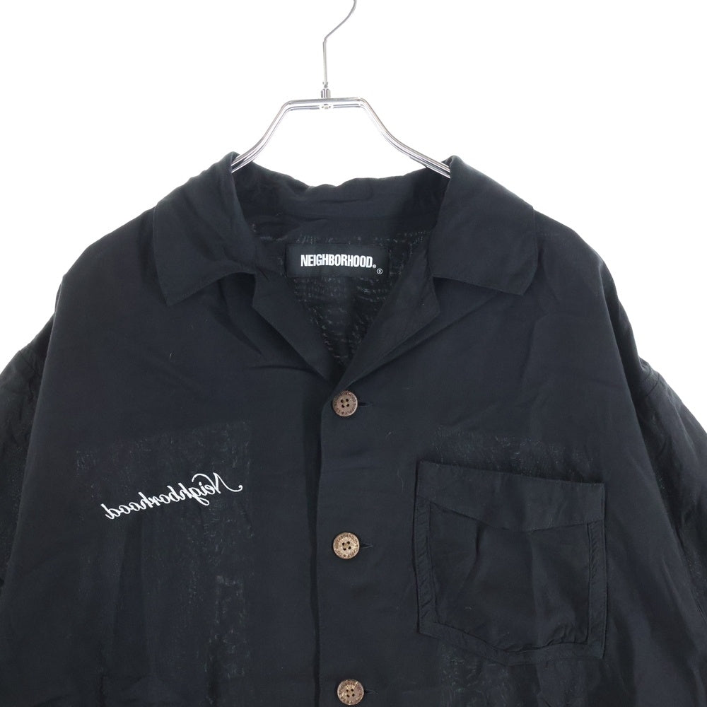 NEIGHBORHOOD(ネイバーフッド) 21SS BIG YOUTH/R-SHIRT.SS レーヨン ロゴエンブロイダリー オープンカラー 半袖シャツ ブラック 211TSNH--SHM08