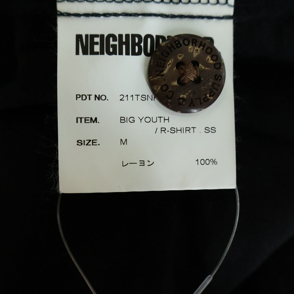 NEIGHBORHOOD(ネイバーフッド) 21SS BIG YOUTH/R-SHIRT.SS レーヨン ロゴエンブロイダリー オープンカラー 半袖シャツ ブラック 211TSNH--SHM08