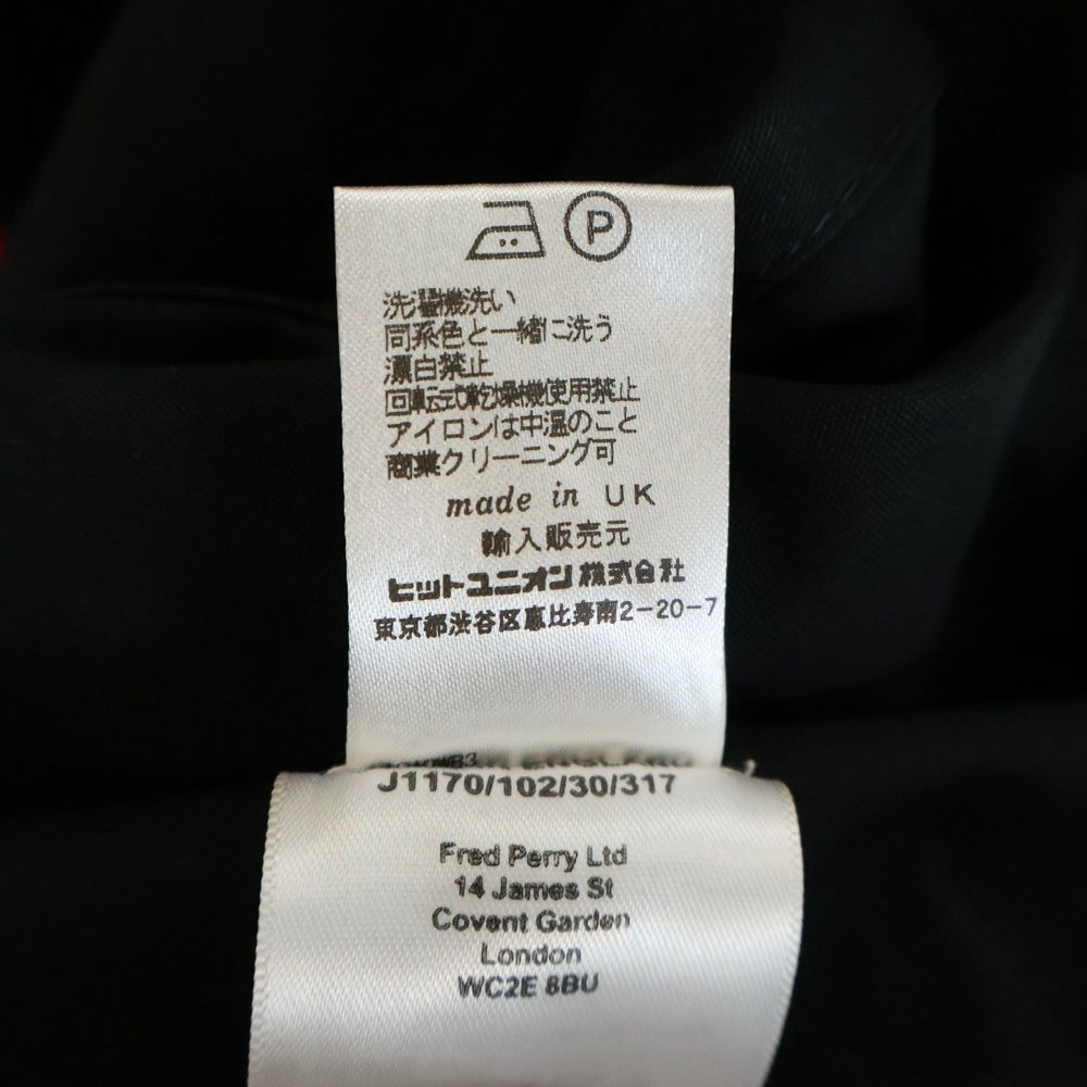 FRED PERRY(フレッドペリー) HARRINGTON JACKET 裏地タータンチェック ロゴエンブロイダリー スタンドカラー ハリントンジャケット ブラック J1170