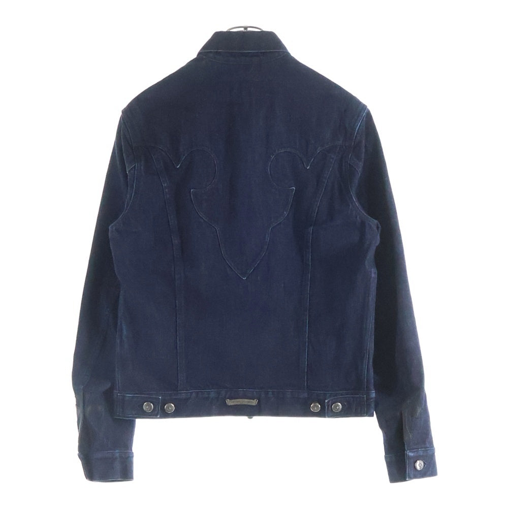 CHROME HEARTS(クロムハーツ) SWEET CHEECKS バックフレアニー ダガージップ ホースシューボタン 袖裾レザークロスパッチ ダブルジップ デニムジャケット インディゴ