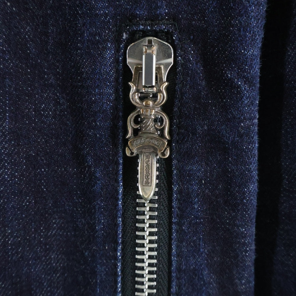 CHROME HEARTS(クロムハーツ) SWEET CHEECKS バックフレアニー ダガージップ ホースシューボタン 袖裾レザークロスパッチ ダブルジップ デニムジャケット インディゴ