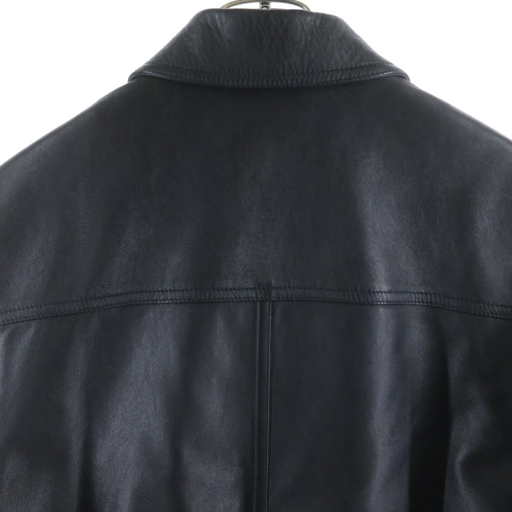 SAINT LAURENT PARIS(サンローランパリ) 23SS ドラムスキン シングルライダースジャケット ボタン ラムレザージャケット ブラック 737281 YC20C