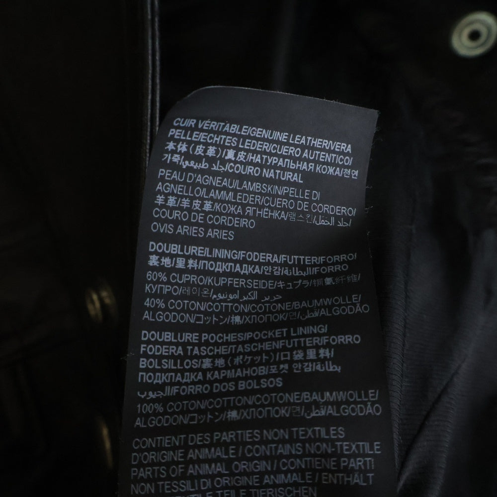 SAINT LAURENT PARIS(サンローランパリ) 23SS ドラムスキン シングルライダースジャケット ボタン ラムレザージャケット ブラック 737281 YC20C