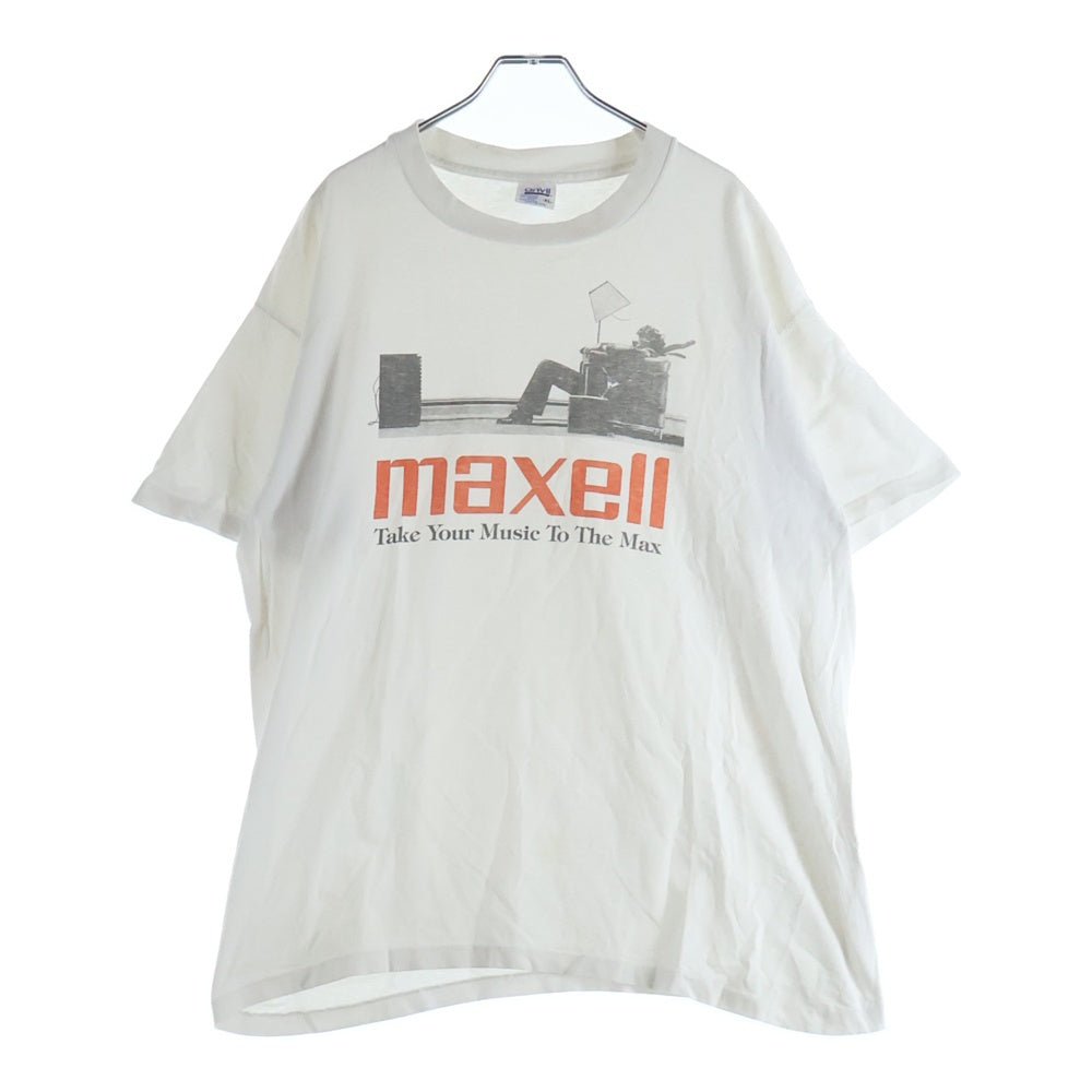 VINTAGE(ヴィンテージ) 90S VINTAGE MAXELL マクセル フロントロゴデザイン クルーネック カットソー 半袖Tシャツ ホワイト