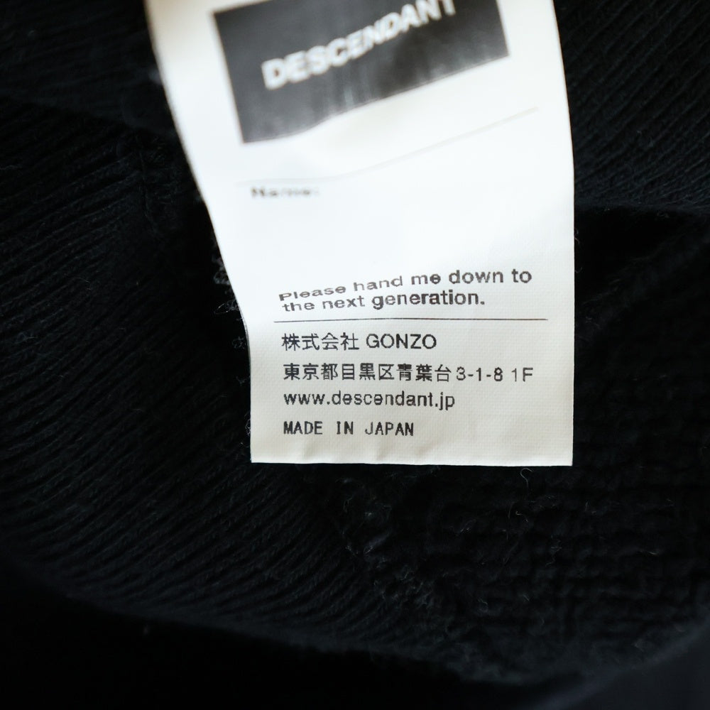 DESCENDANT(ディセンダント) 24AW TEAM HOODY フロントロゴプリント プルオーバーフーディー パーカー ブラック