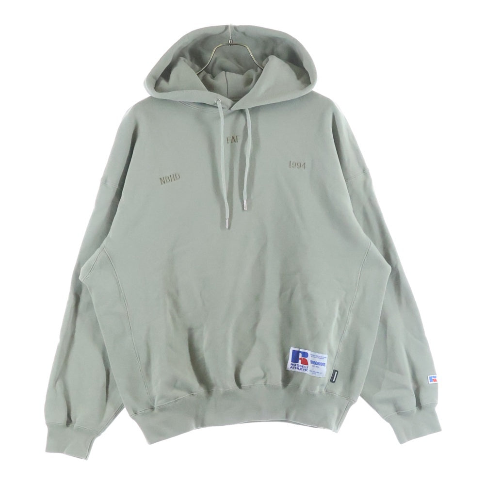 NEIGHBORHOOD(ネイバーフッド) 22SS ×RUSSELL ATHLETIC C-HOODED ラッセルアスレチック ロゴエンブロイダリー プルオーバーフーディー パーカー グリーン 221XRRUN-CSM02
