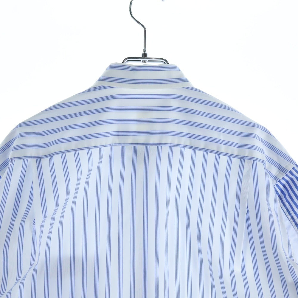 COMME des GARCONS SHIRT(コムデギャルソンシャツ) 21SS アームデザイン切り替え レギュラーカラー ストライプ柄 長袖シャツ ホワイト S24057