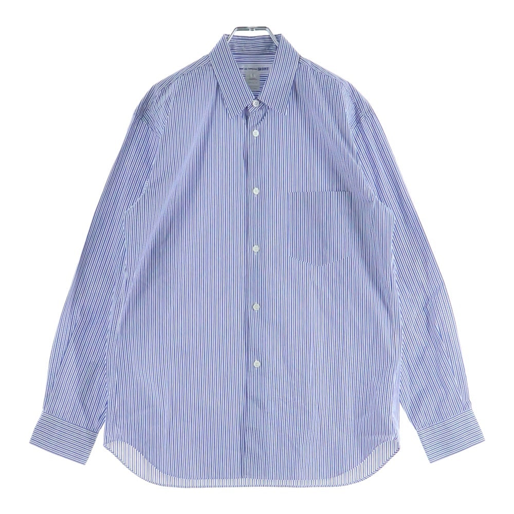 COMME des GARCONS SHIRT(コムデギャルソンシャツ) 17SS FOREVER フォーエバー レギュラーカラー ストライプ柄 長袖シャツ ブルー CDGS2ST