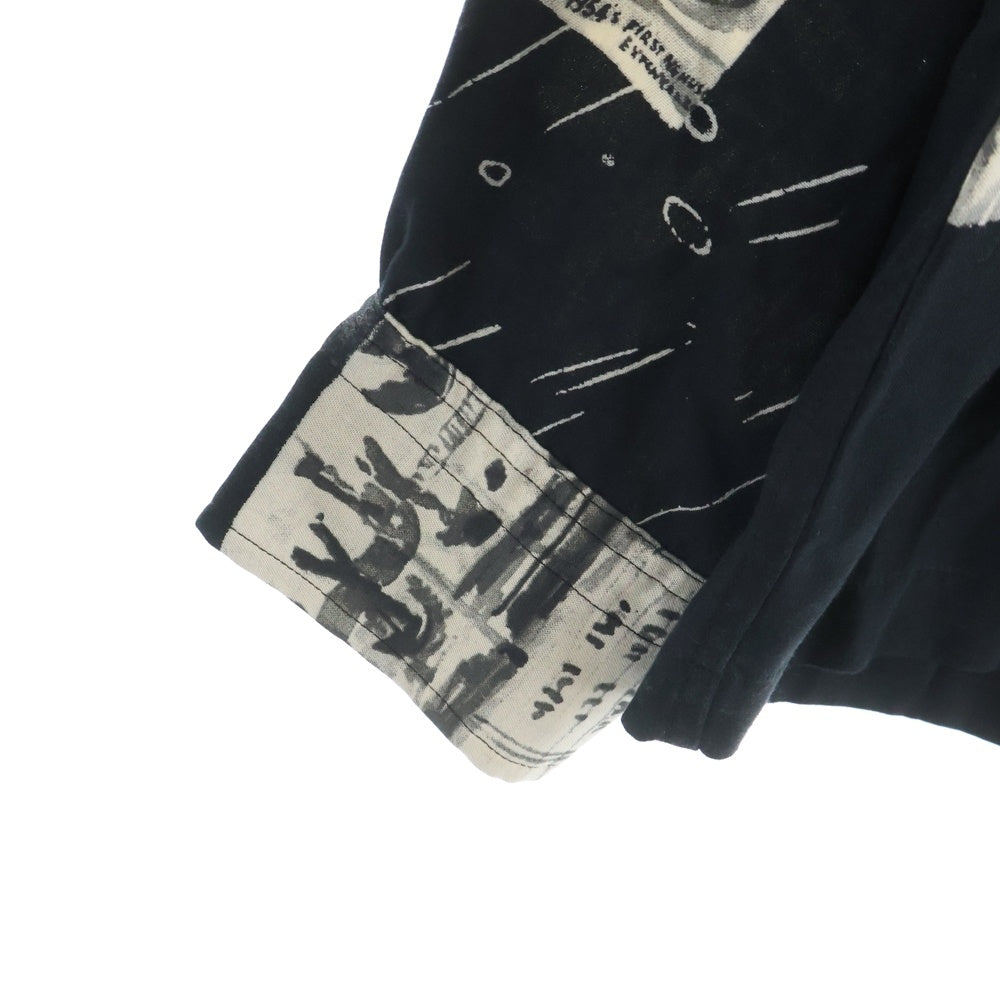 Porter Classic(ポータークラシック) フォトプリントデザイン オープンカラー 胸ポケット 総柄 長袖シャツ ブラック
