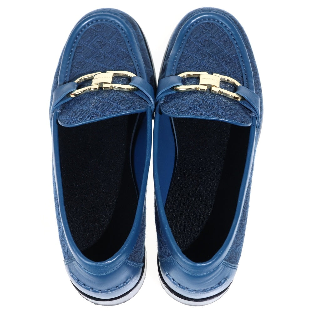 Salvatore Ferragamo(サルヴァトーレ フェラガモ) SALVATORE GANCINI MOCCASIN LOAFER サルバトーレ ガンチーニ モカシン ペイズリー ポインテッドトゥ ビットローファー ブルー レディース
