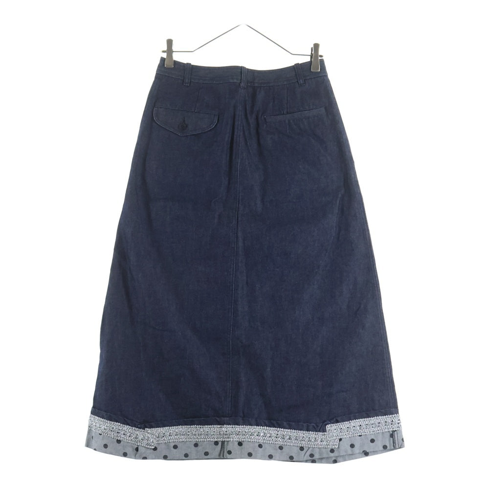 COMME des GARCONS COMME des GARCONS(コムデギャルソンコムデギャルソン) 裾織り上げシルバーリボンデザイン ドット柄 デニムスカート インディゴ レディース S5S002