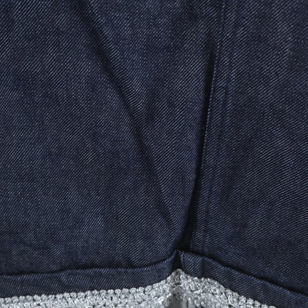 COMME des GARCONS COMME des GARCONS(コムデギャルソンコムデギャルソン) 裾織り上げシルバーリボンデザイン ドット柄 デニムスカート インディゴ レディース S5S002