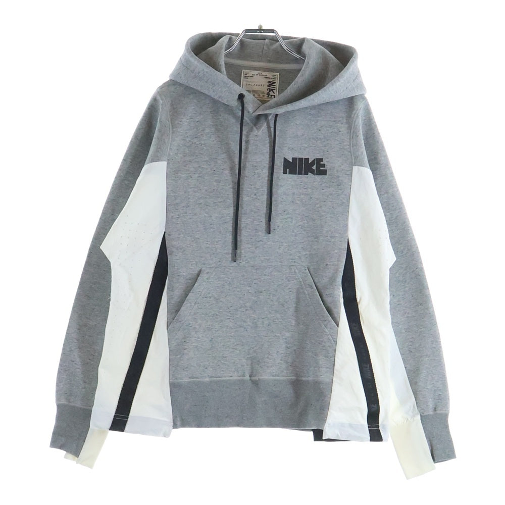 NIKE(ナイキ) ×sacai ロゴプリント ドッキング フーデット プルオーバーパーカー グレー CZ4695-063