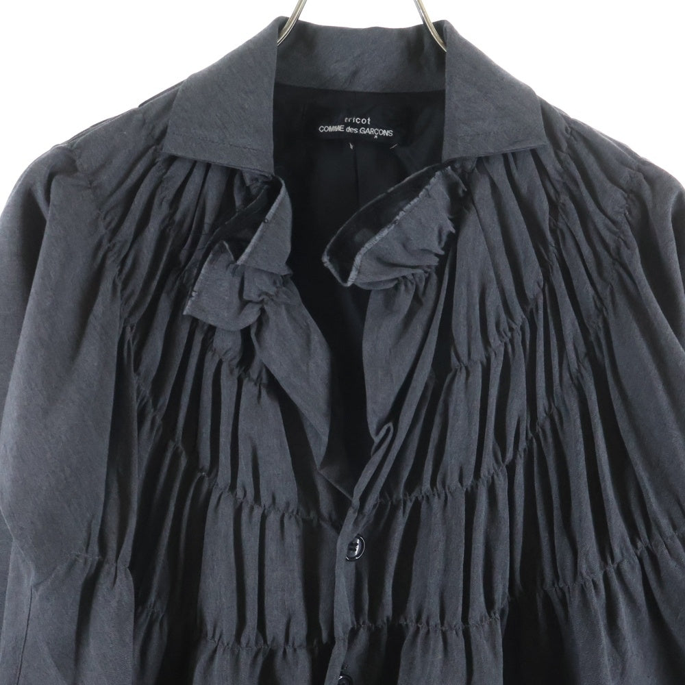 tricot COMME des GARCONS(トリコ コム デ ギャルソン) ギャザーデザイン ボタンアップ ウールワンピース グレー TA-C001 レディース