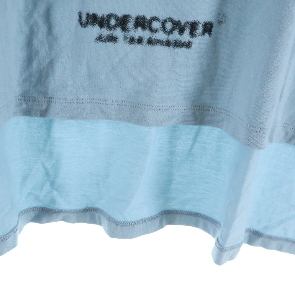 UNDERCOVER(アンダーカバー) フロントプリント ショート丈 クルーネック半袖Tシャツ カットソー ブルー UC1D8805-1