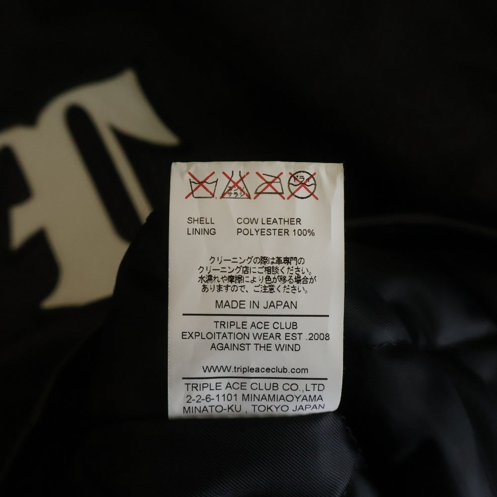 TRIPLE ACE CLUB(トリプルエースクラブ) GANGSTA LEATHER FARAOH COAT ギャングスタ ファラオ カウハイド レザーコート ジャケット ブラック TA-GLFC01