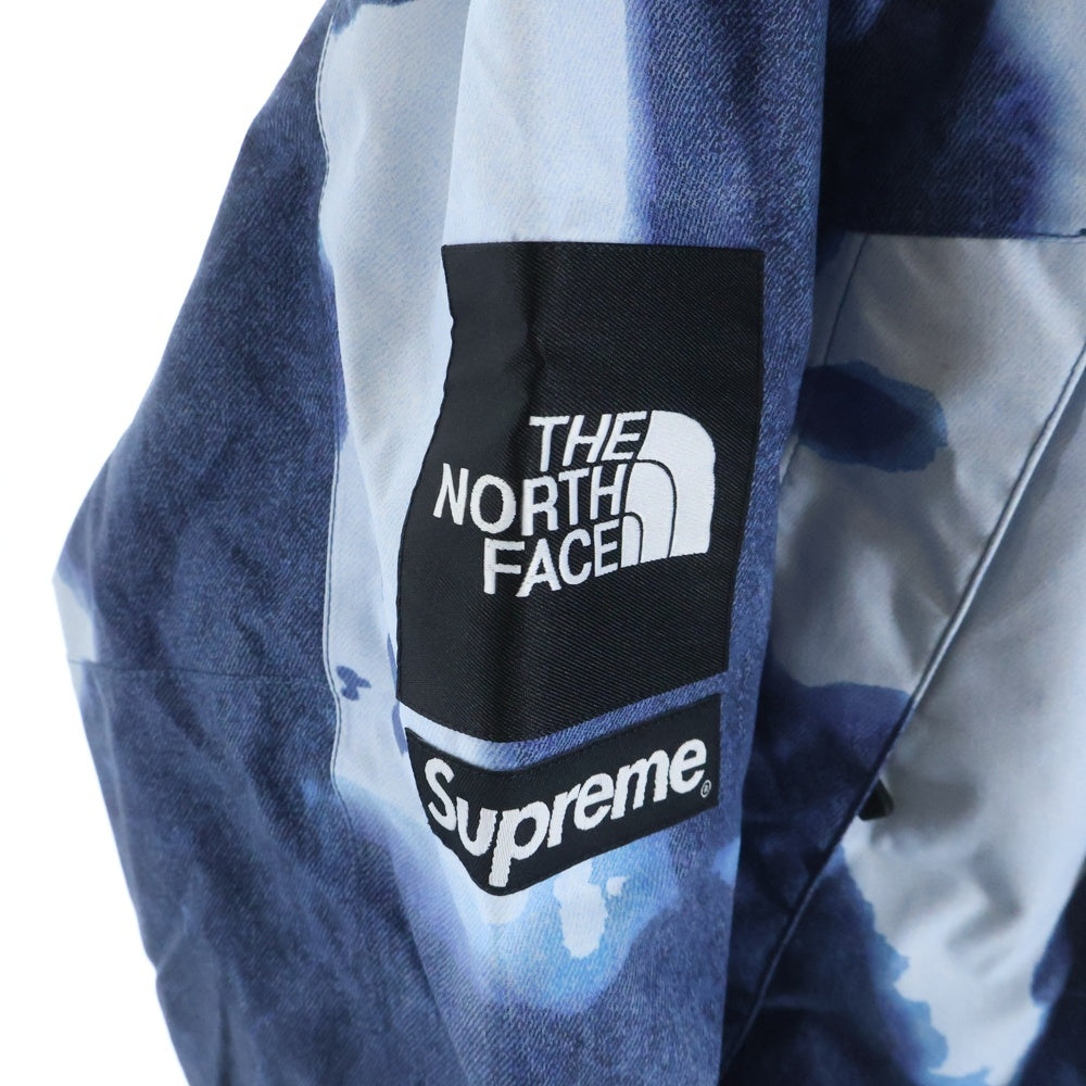 SUPREME(シュプリーム) 21AW ×THE NORTH FACE Bleached Denim Print Mountain Jacket ザノースフェイス ブリーチド マウンテンプリント デニムジャケット インディゴ NP52100I