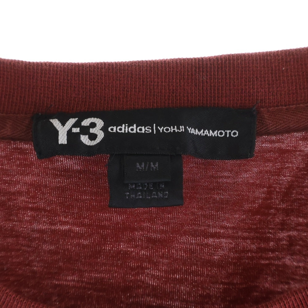 Y-3(ワイスリー) ロゴプリント ロングスリーブカットソー 長袖Tシャツ レッド DP0570 16C001