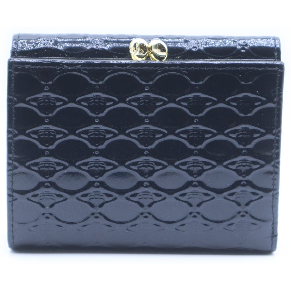 Vivienne Westwood(ヴィヴィアンウエストウッド) エナメル オーブ総柄 三つ折り財布 ウォレット ブラック 3218Y921 レディース