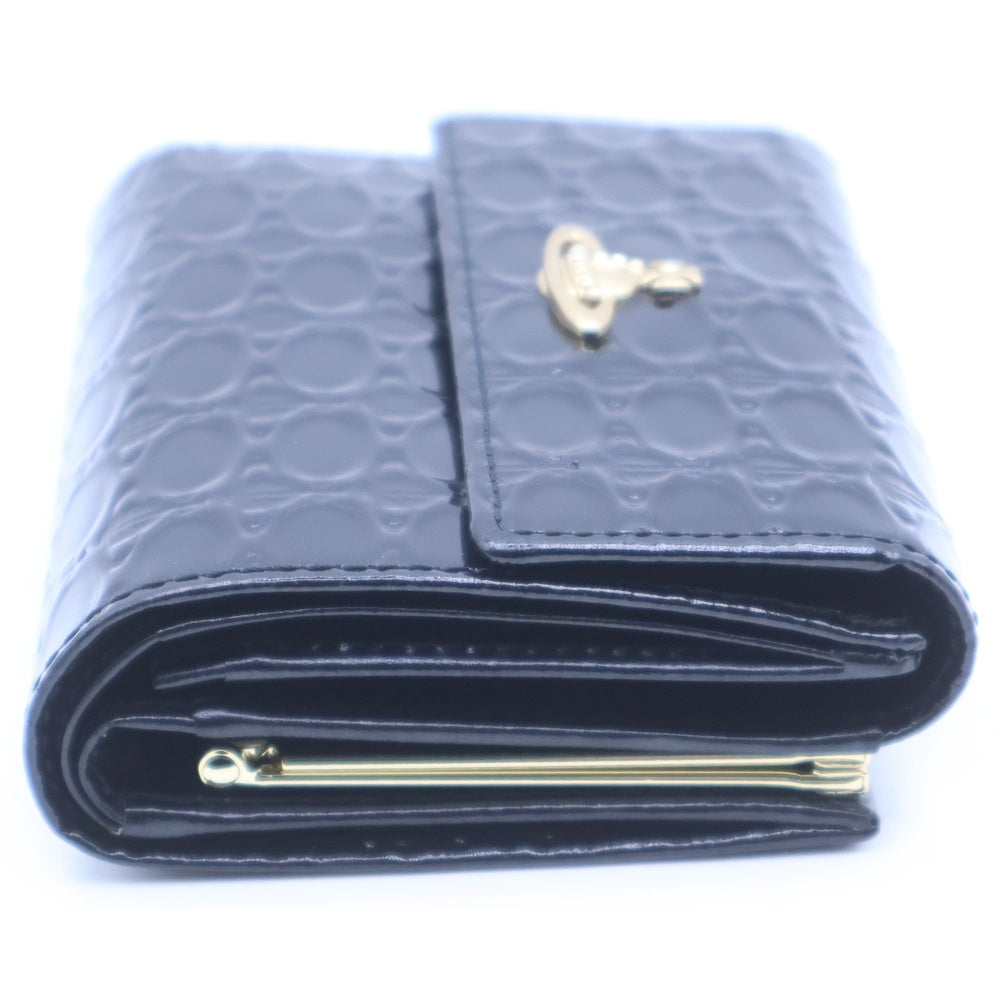 Vivienne Westwood(ヴィヴィアンウエストウッド) エナメル オーブ総柄 三つ折り財布 ウォレット ブラック 3218Y921 レディース