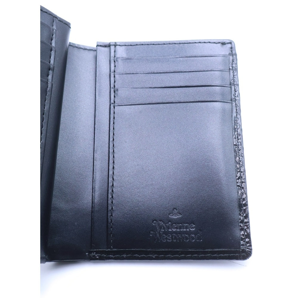 Vivienne Westwood(ヴィヴィアンウエストウッド) エナメル オーブ総柄 三つ折り財布 ウォレット ブラック 3218Y921 レディース