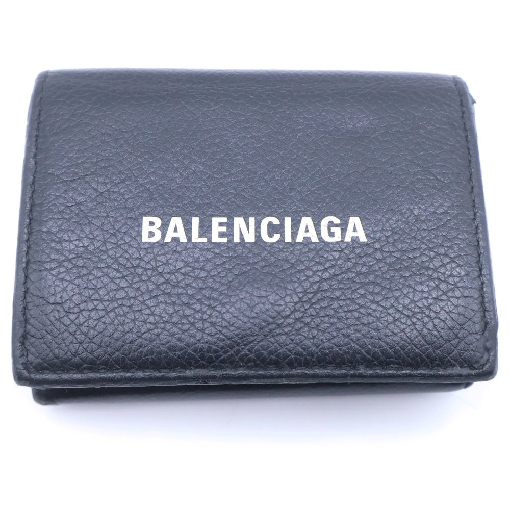BALENCIAGA(バレンシアガ) ロゴプリント レザー ミニ三つ折り財布