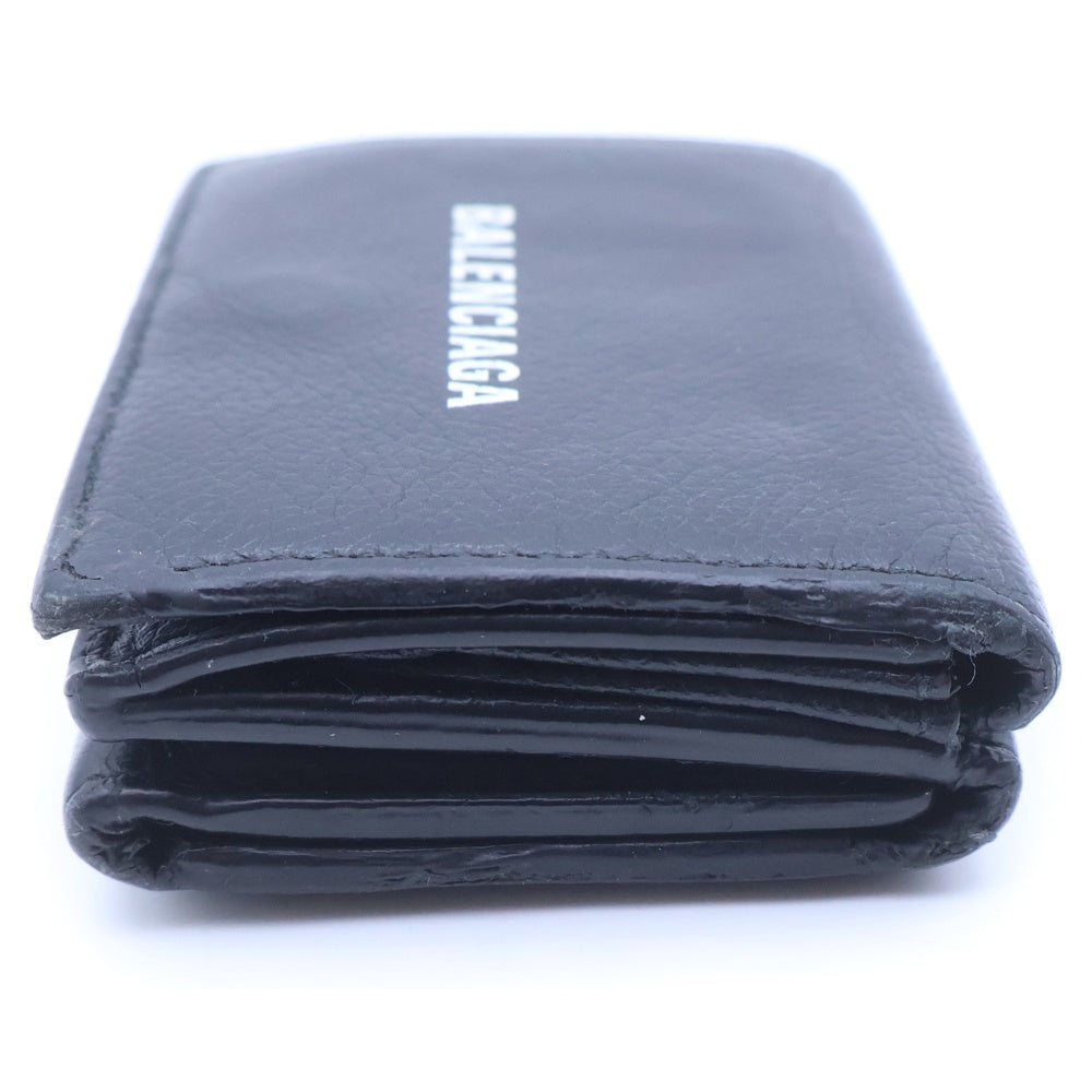 BALENCIAGA(バレンシアガ) ロゴプリント レザー ミニ三つ折り財布 ウォレット ブラック 594312 1090