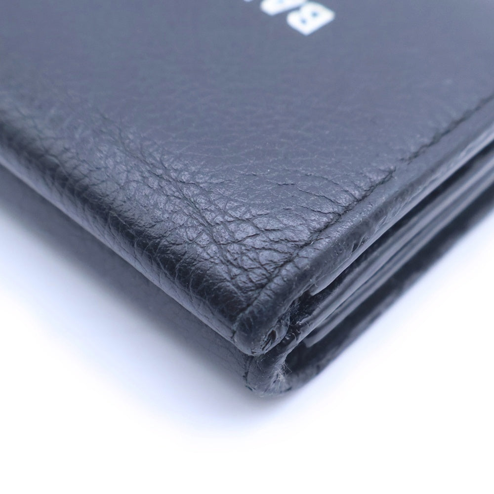 BALENCIAGA(バレンシアガ) ロゴプリント レザー ミニ三つ折り財布 ウォレット ブラック 594312 1090