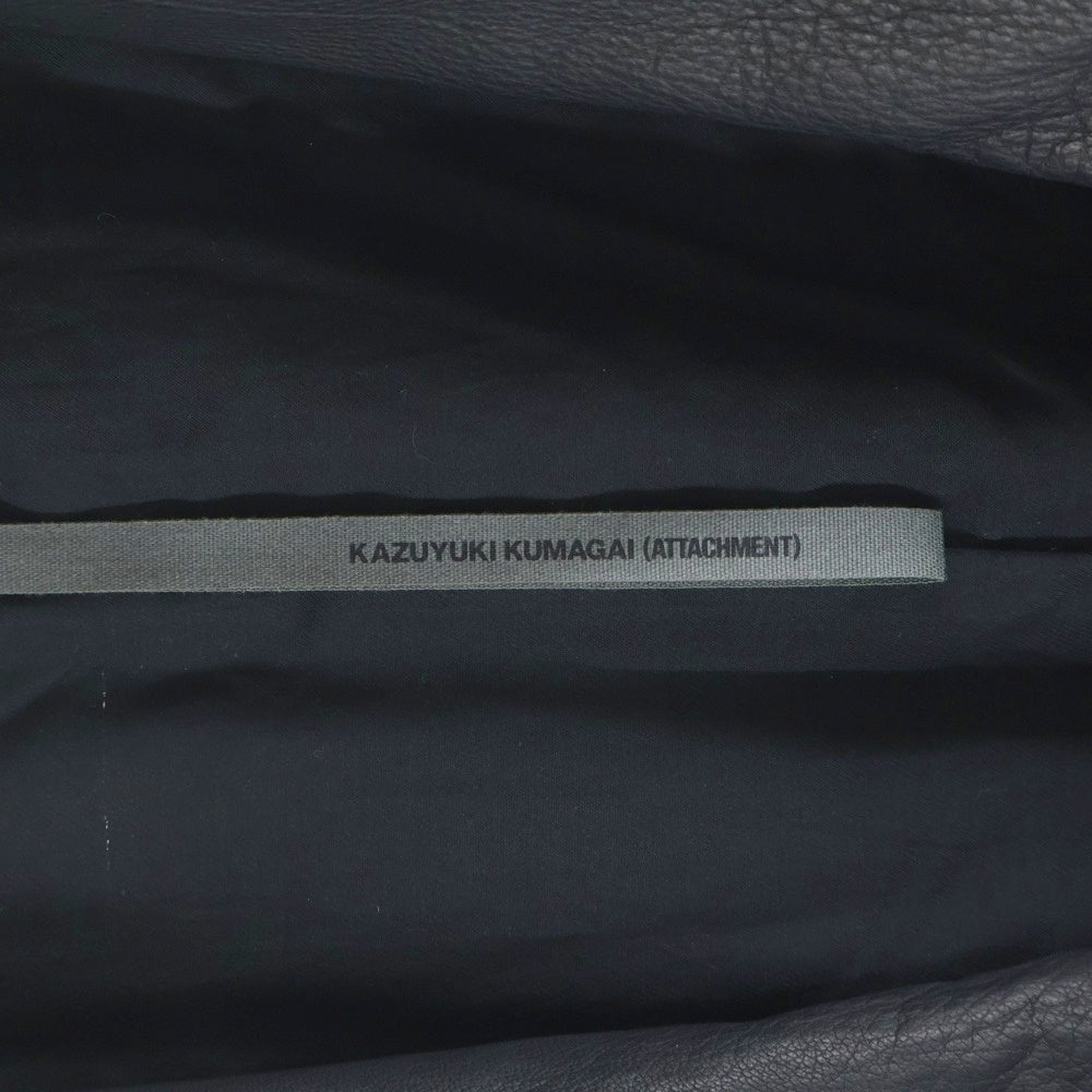 KAZUYUKI KUMAGAI ATTACHMENT(カズユキクマガイ アタッチメント) DEERSKIN LEATHER JACKET ディアスキン マルチポケット ダブルジップアップ レザージャケット ライダース ブラック KB42-078
