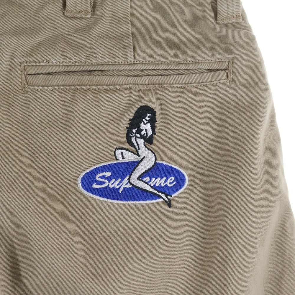 SUPREME(シュプリーム) 25SS Pin up chino pant ピン アップ ロゴエンブロイダリー ボタンフライ マルチポケット コットン チノパンツ ベージュ