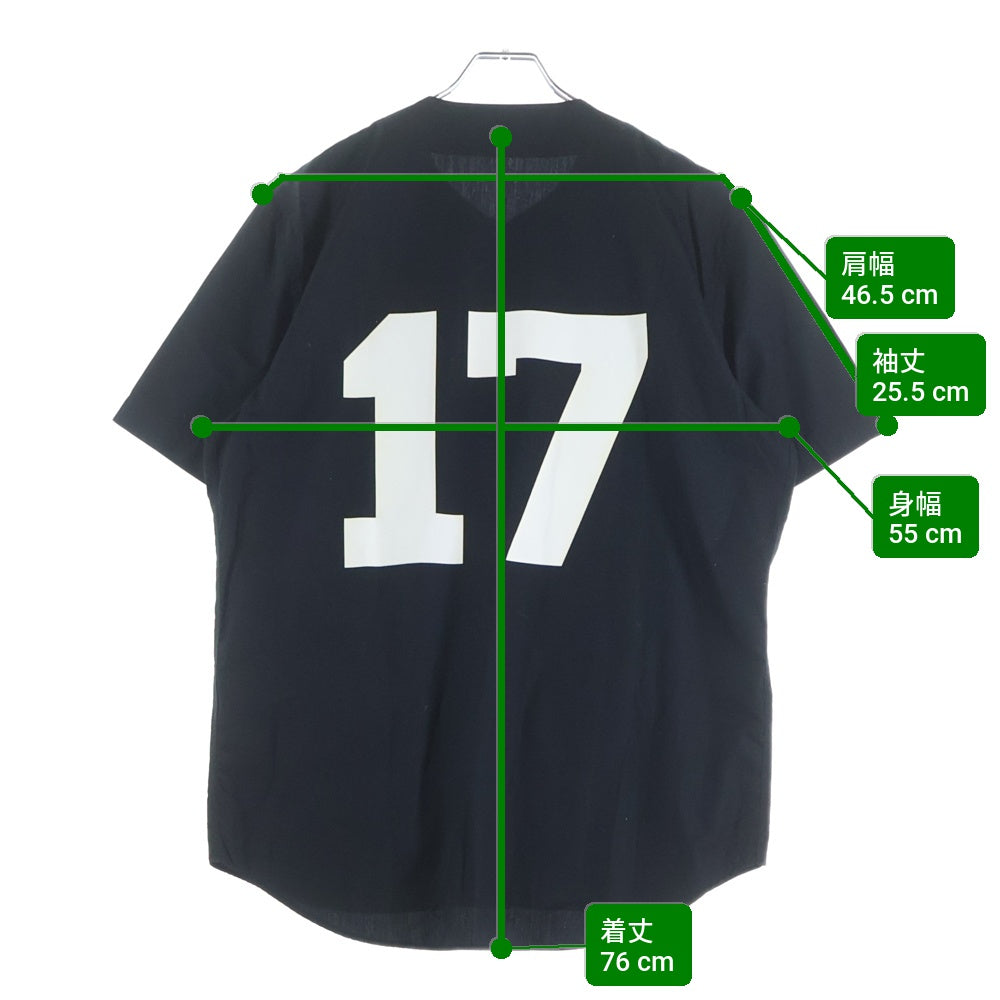 GIVENCHY(ジバンシィ) 15SS 17バックプリント ノーカラー ボタンアップ 胸ポケット コットン半袖シャツ ブラック 15S 6023 300